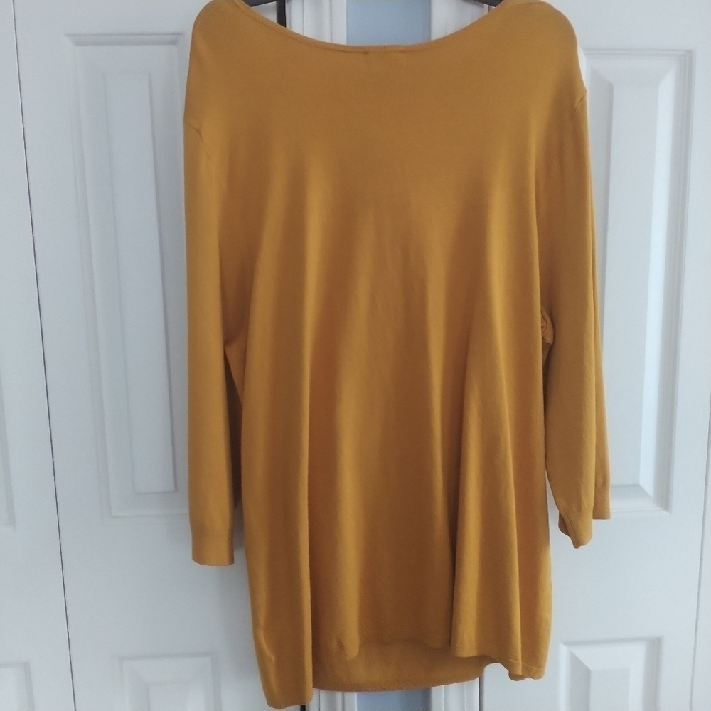 Jones New York Mustard Bost Neck Hole Front Tunic Top 3X - Picture 3 of 8